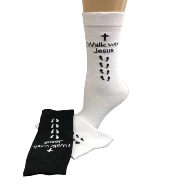 Christianartworkshop Two - Color Walk with Jesus Statement Unisex Socks - image 9