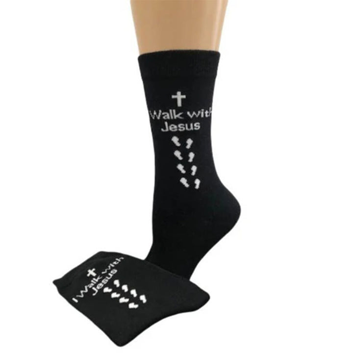 Christianartworkshop Two - Color Walk with Jesus Statement Unisex Socks - image 6