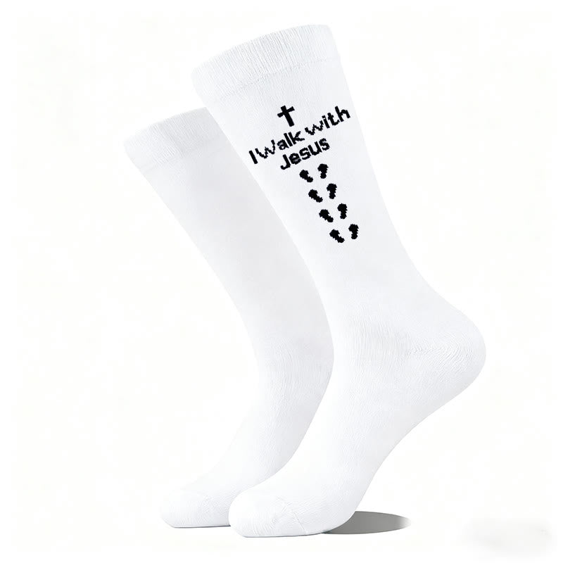 Christianartworkshop Two - Color Walk with Jesus Statement Unisex Socks - image 10