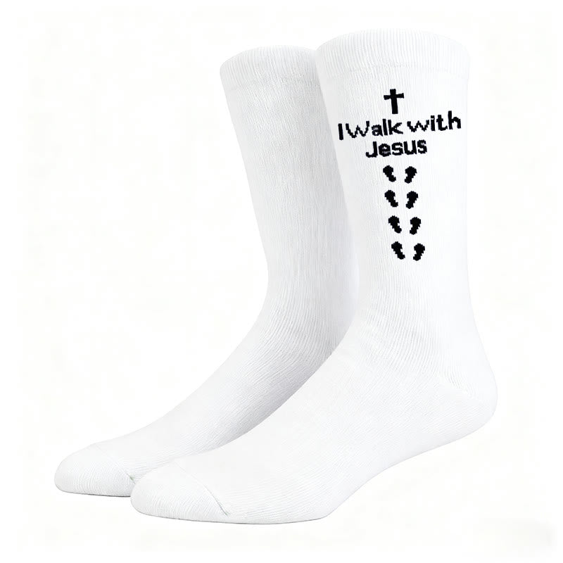 Christianartworkshop Two - Color Walk with Jesus Statement Unisex Socks - image 11