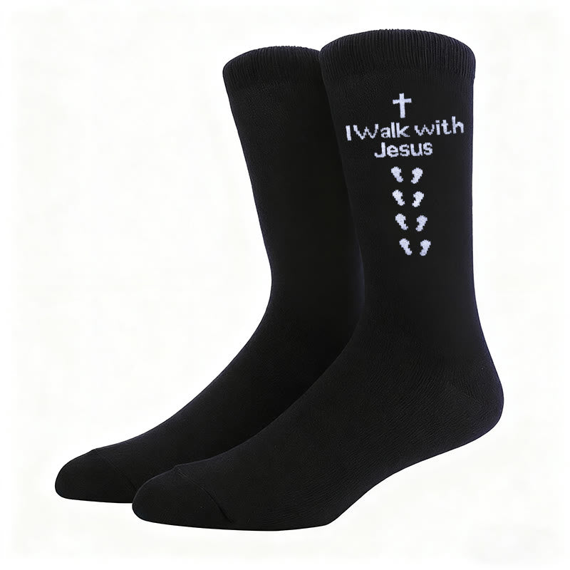 Christianartworkshop Two - Color Walk with Jesus Statement Unisex Socks - image 8
