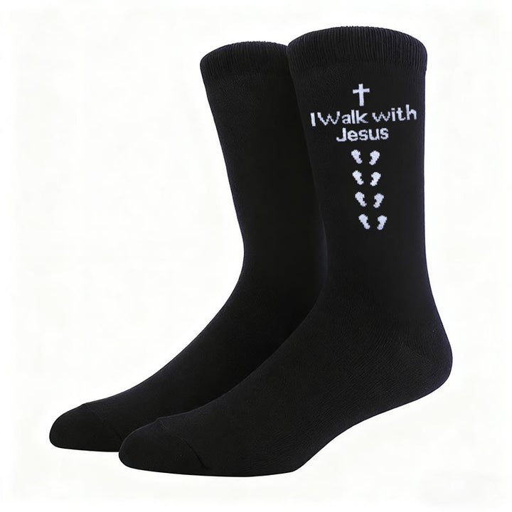 Christianartworkshop Two - Color Walk with Jesus Statement Unisex Socks - image 8