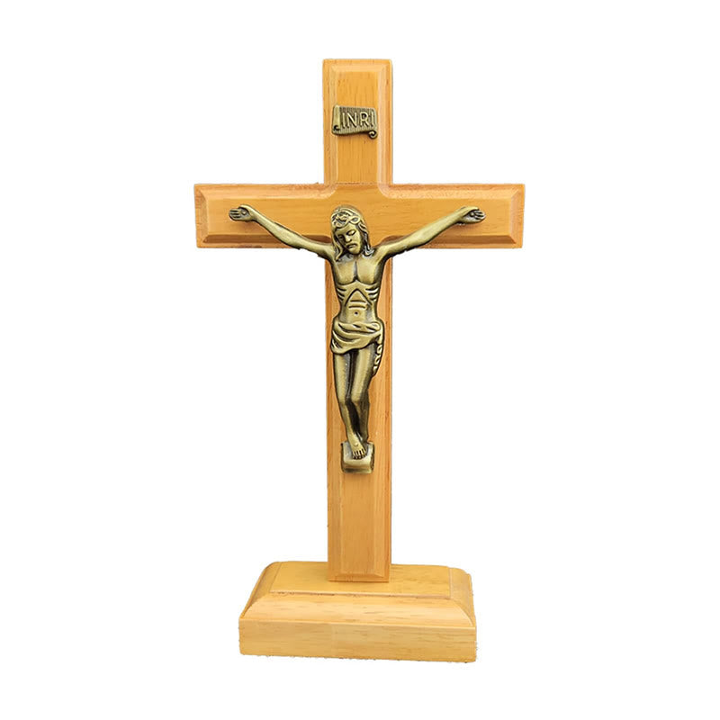 Christianartworkshop Wooden Crucifix with Bronze - Toned Figure: A Timeless Emblem of Devotion - image 4