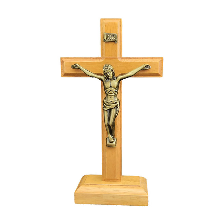 Christianartworkshop Wooden Crucifix with Bronze - Toned Figure: A Timeless Emblem of Devotion - image 4