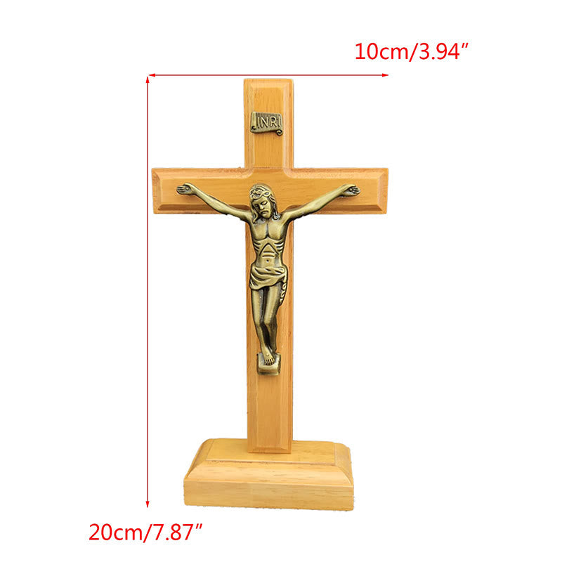 Christianartworkshop Wooden Crucifix with Bronze - Toned Figure: A Timeless Emblem of Devotion - image 3