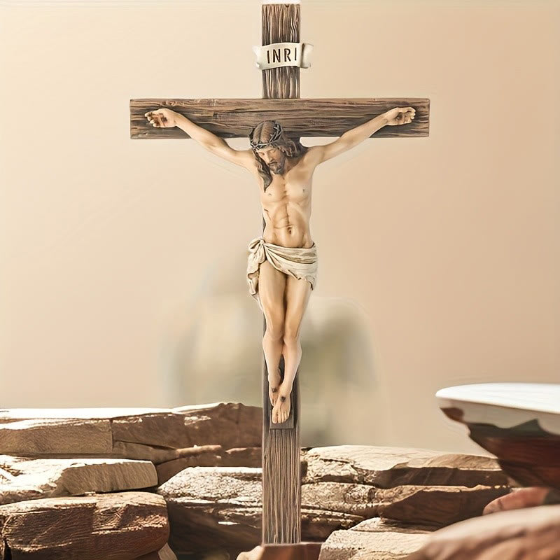 Christianartworkshop Wall - Mounted Dark Resin Crucifix: Realistic Jesus & INRI Detail - image 6