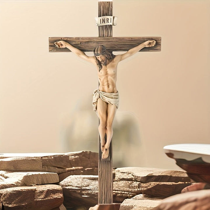 Christianartworkshop Wall - Mounted Dark Resin Crucifix: Realistic Jesus & INRI Detail - image 6