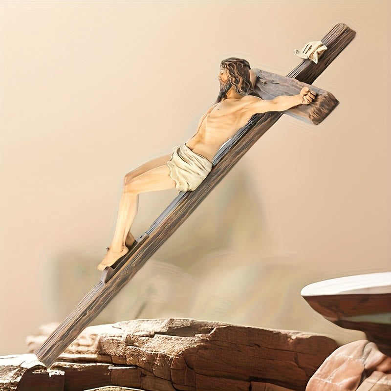 Christianartworkshop Wall - Mounted Dark Resin Crucifix: Realistic Jesus & INRI Detail - image 5