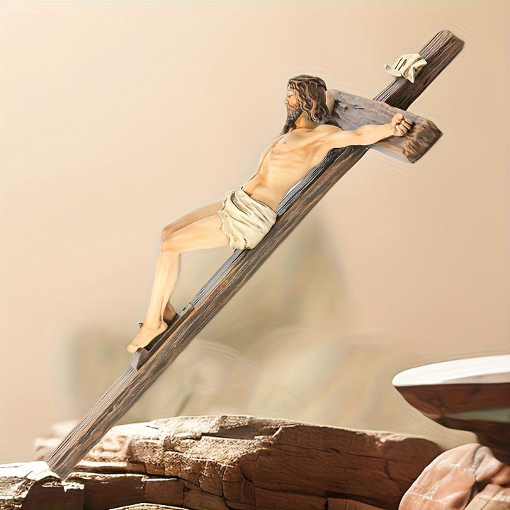Christianartworkshop Wall - Mounted Dark Resin Crucifix: Realistic Jesus & INRI Detail - image 5