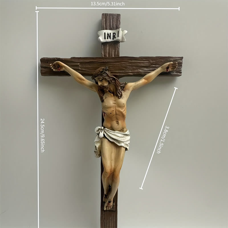Christianartworkshop Wall - Mounted Dark Resin Crucifix: Realistic Jesus & INRI Detail - image 8