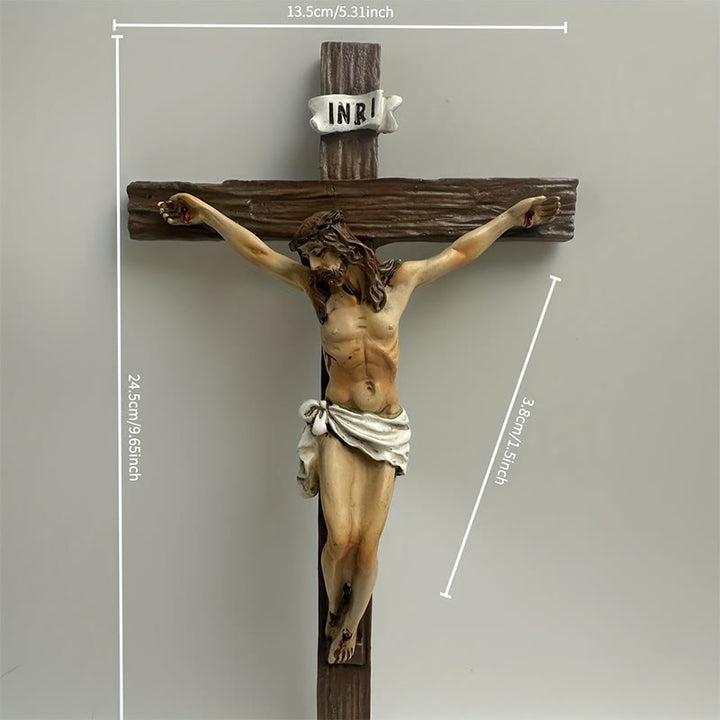 Christianartworkshop Wall - Mounted Dark Resin Crucifix: Realistic Jesus & INRI Detail - image 8