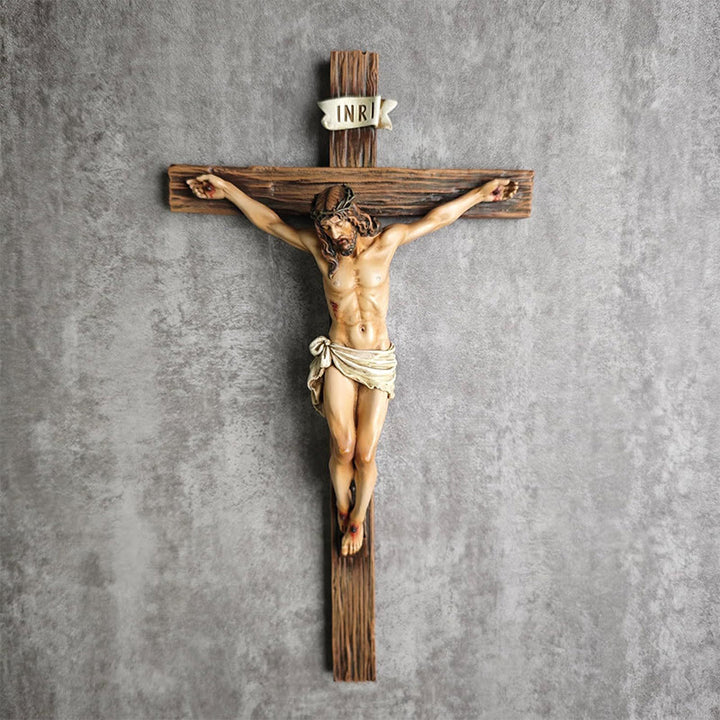 Christianartworkshop Wall - Mounted Dark Resin Crucifix: Realistic Jesus & INRI Detail - Crucifix - image 0