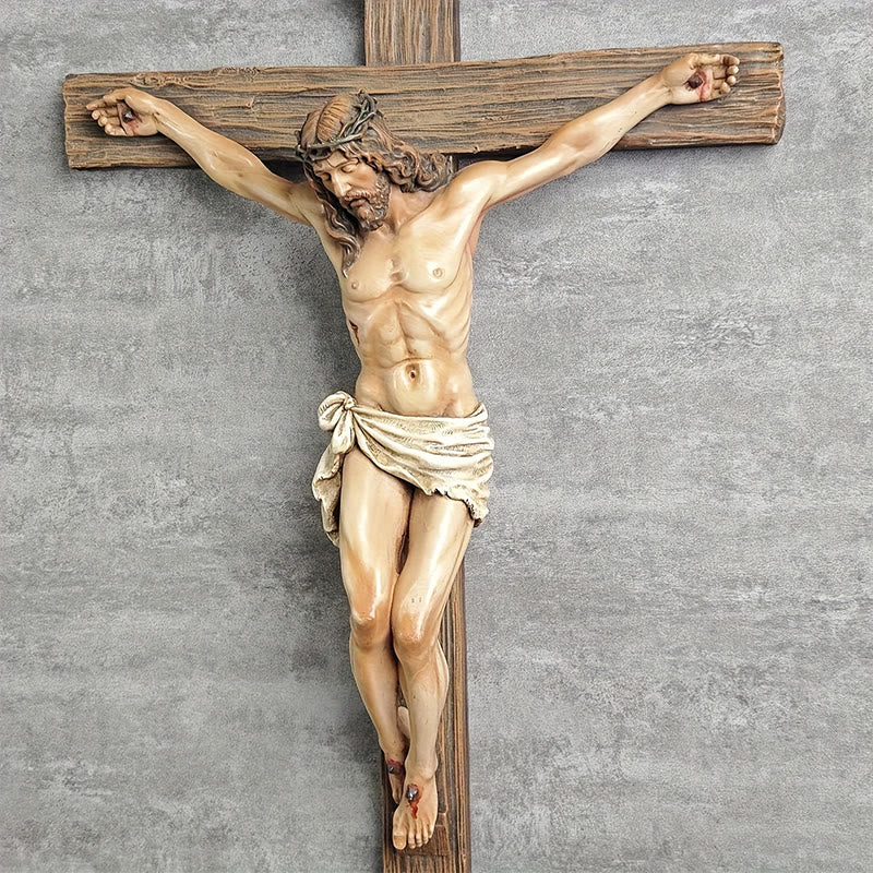 Christianartworkshop Wall - Mounted Dark Resin Crucifix: Realistic Jesus & INRI Detail - image 4