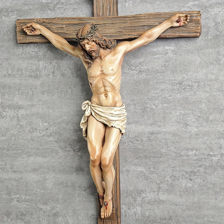 Christianartworkshop Wall - Mounted Dark Resin Crucifix: Realistic Jesus & INRI Detail - image 4