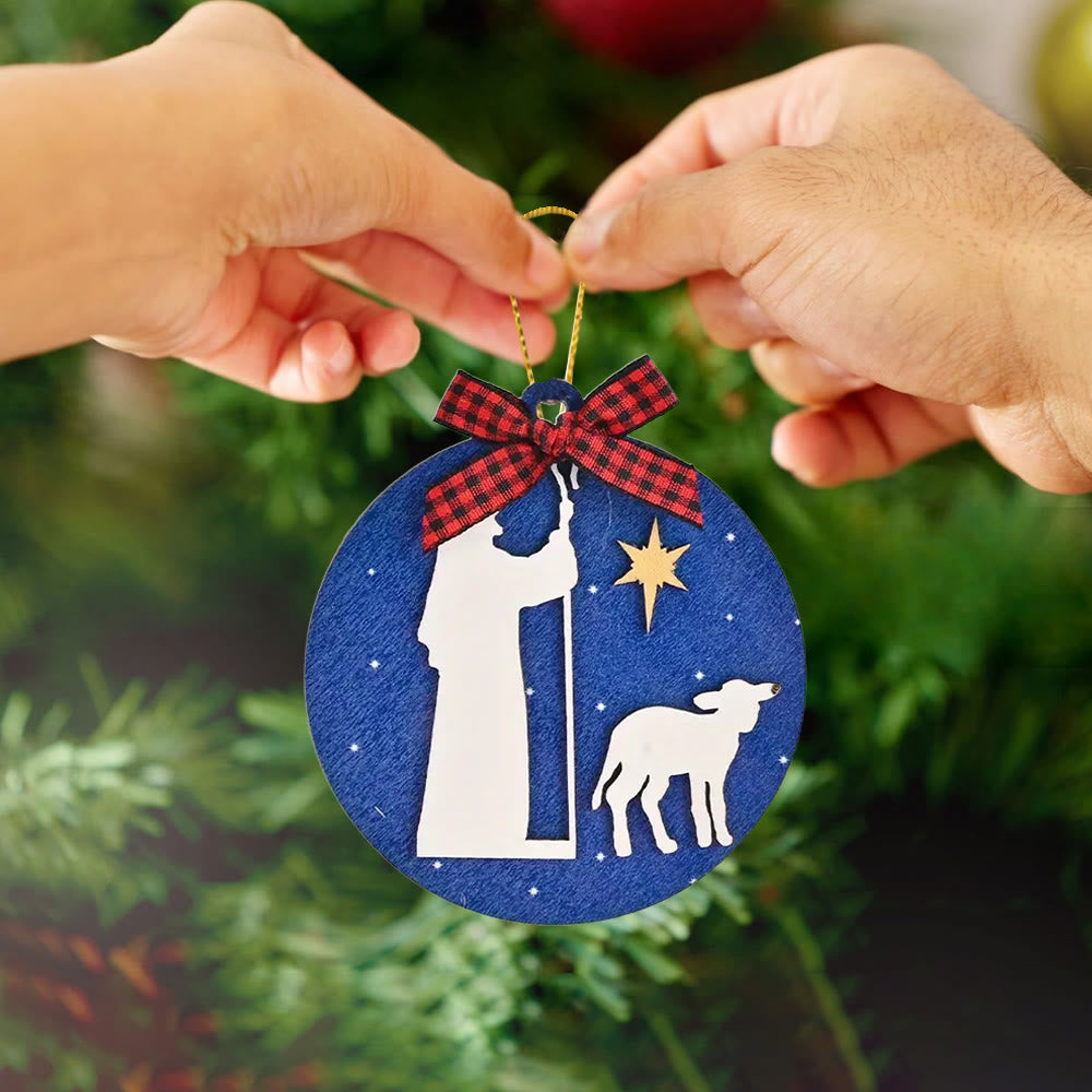Christianartworkshop Classic Style Holy Night Shepherds Lamb Star Christmas Nativity Hanging Ornaments - image 4