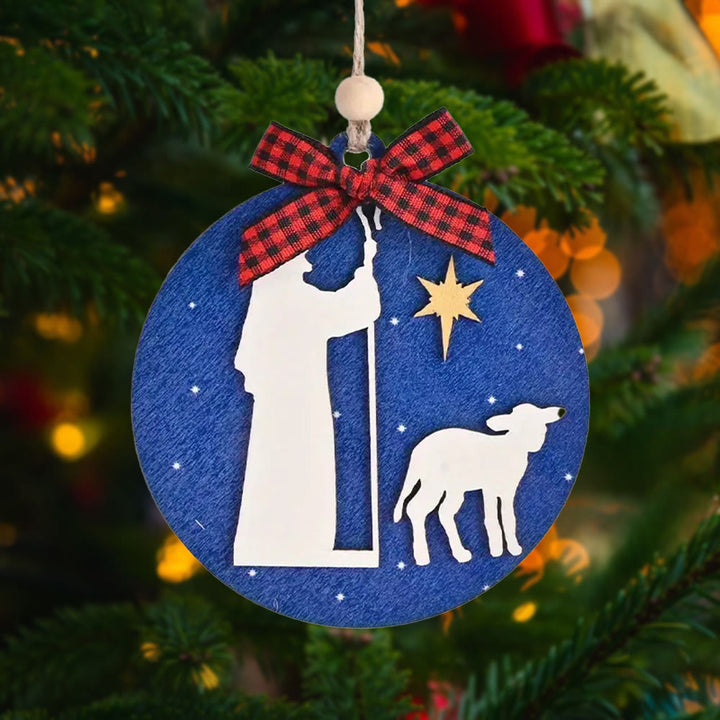 Christianartworkshop Classic Style Holy Night Shepherds Lamb Star Christmas Nativity Hanging Ornaments - Nativity Scene - image 0