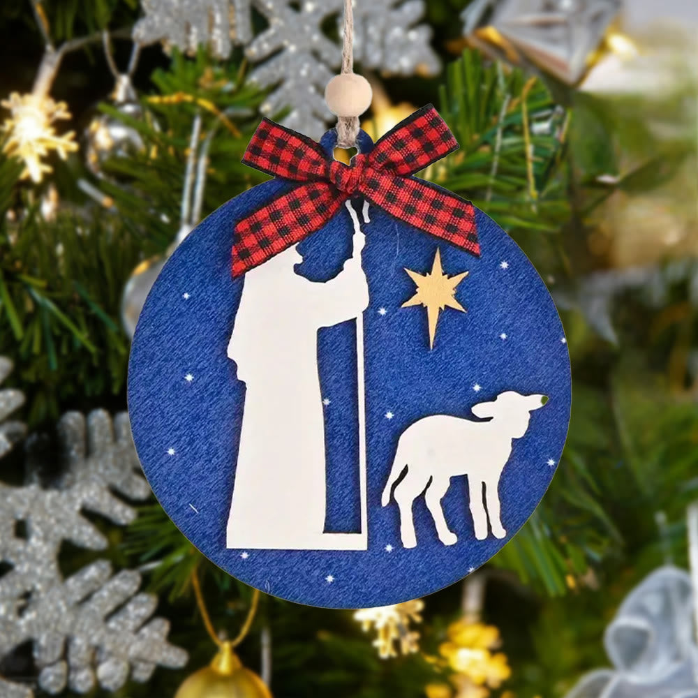 Christianartworkshop Classic Style Holy Night Shepherds Lamb Star Christmas Nativity Hanging Ornaments - image 1