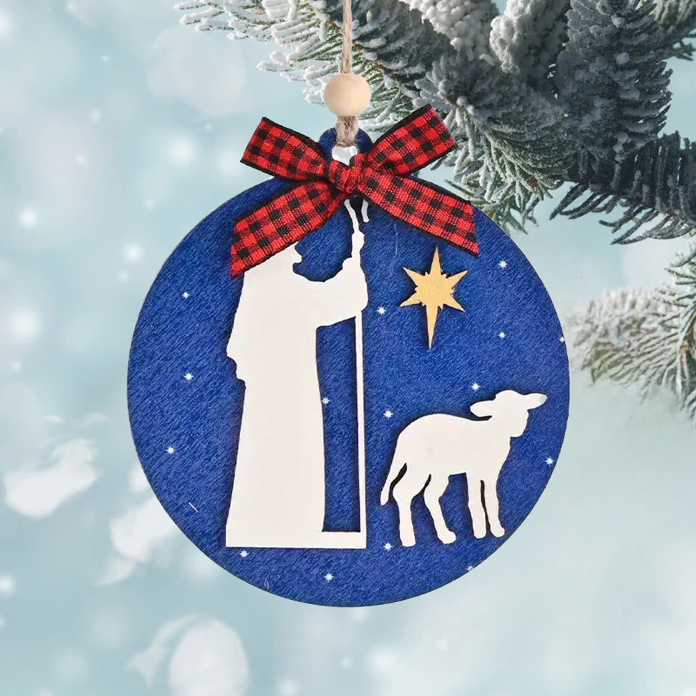 Christianartworkshop Classic Style Holy Night Shepherds Lamb Star Christmas Nativity Hanging Ornaments - image 2