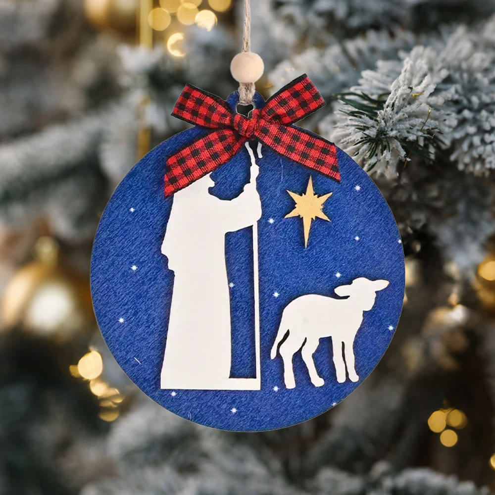 Christianartworkshop Classic Style Holy Night Shepherds Lamb Star Christmas Nativity Hanging Ornaments - image 3