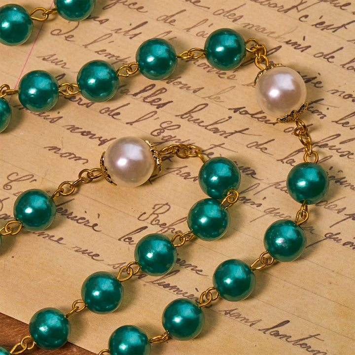 FREE Today: Teal Bead Rosary with Golden - Toned Crucifix & Miraculous Medal - image 6