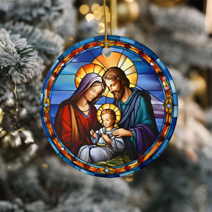 Christianartworkshop Stained Glass Styles Holy Family Christmas Colorful Hanging Ornaments A - image 3