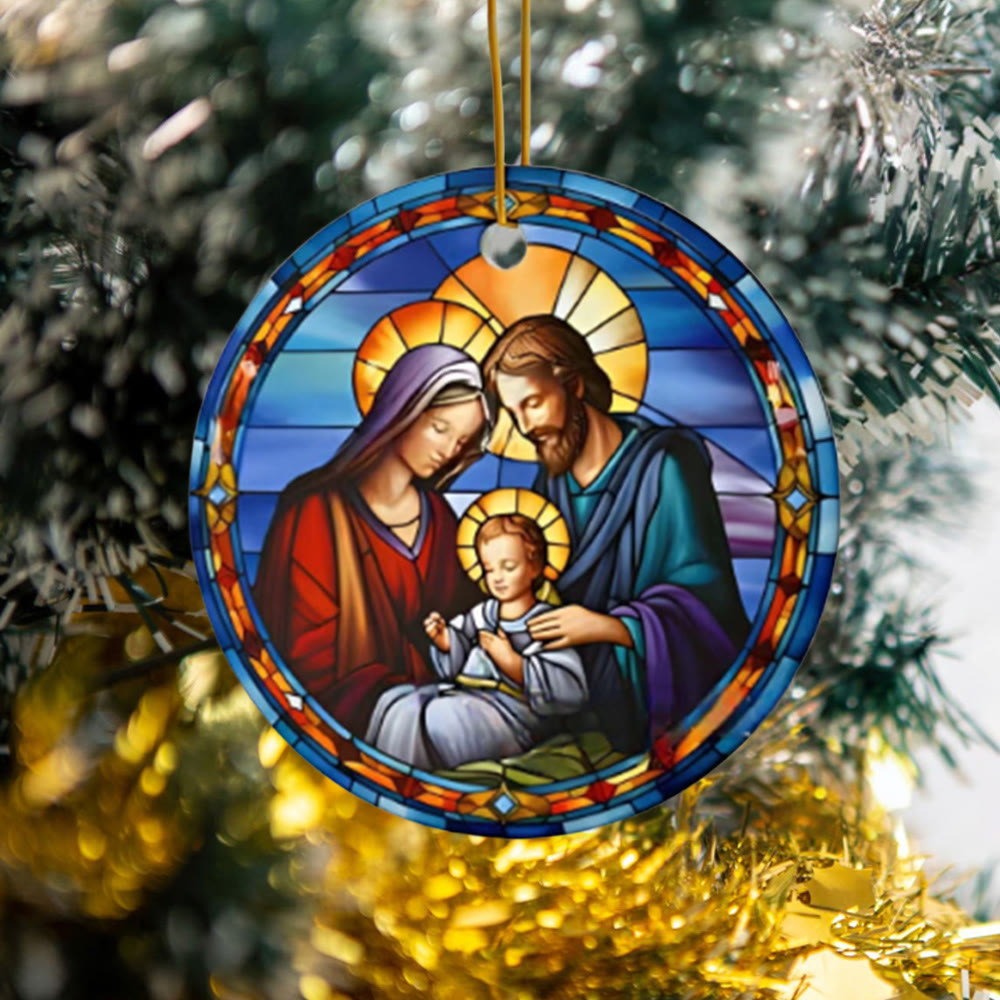 Christianartworkshop Stained Glass Styles Holy Family Christmas Colorful Hanging Ornaments A - image 4