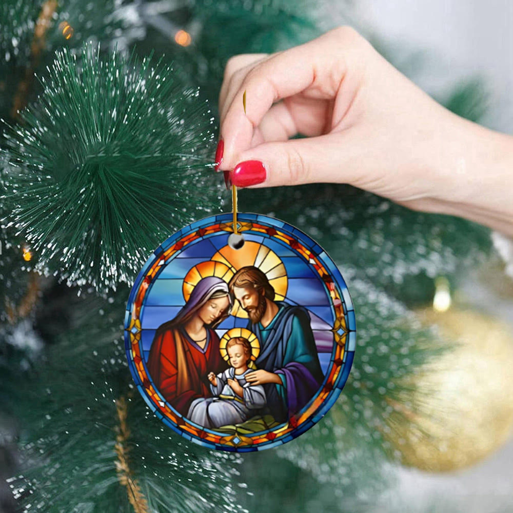 Christianartworkshop Stained Glass Styles Holy Family Christmas Colorful Hanging Ornaments A - image 2