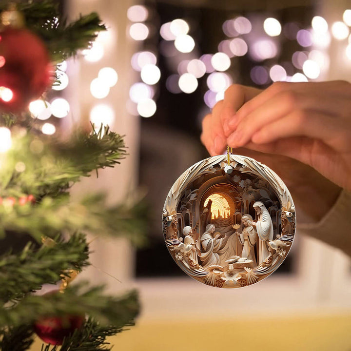 Christianartworkshop Sculptural Style Nativity Christmas Hanging Ornaments C - image 2
