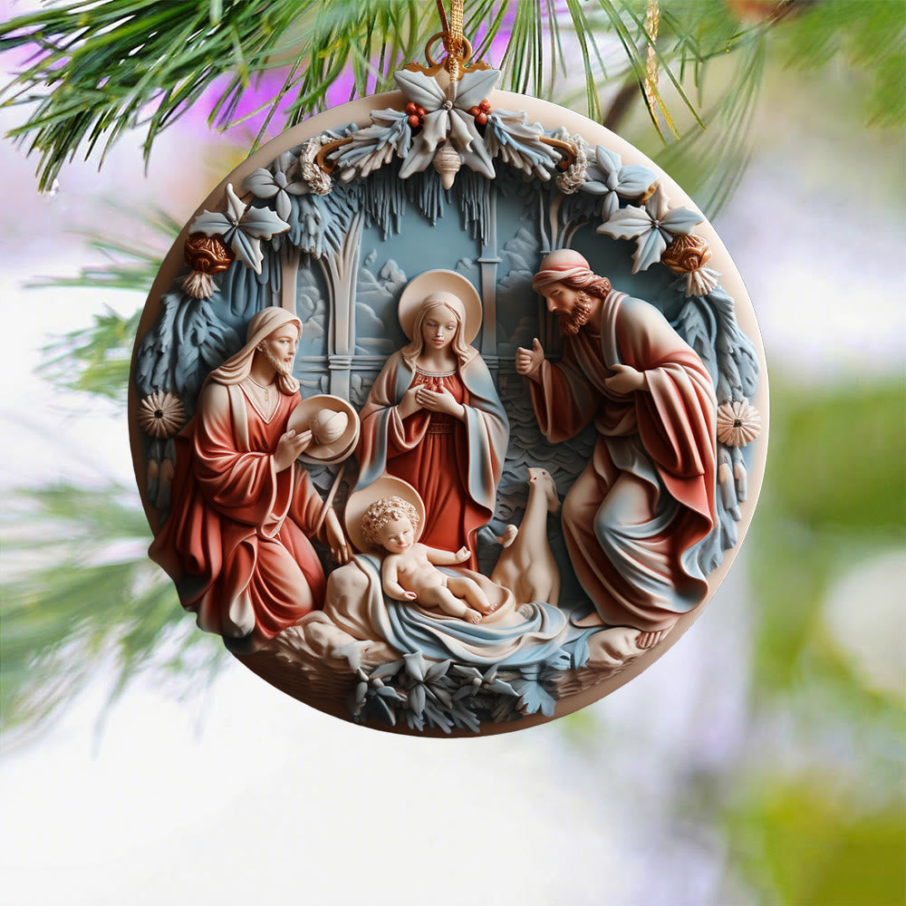 Christianartworkshop Retro Style Nativity Christmas Hanging Ornaments A - image 4