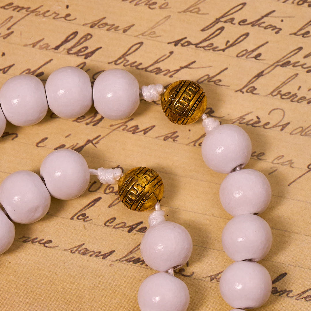 Christianartworkshop Elegant White Bead Rosary with Golden - Toned Crucifix and Our Lady Medal - image 6