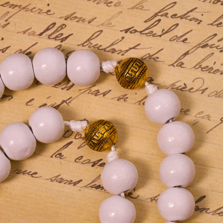 Christianartworkshop Elegant White Bead Rosary with Golden - Toned Crucifix and Our Lady Medal - image 6