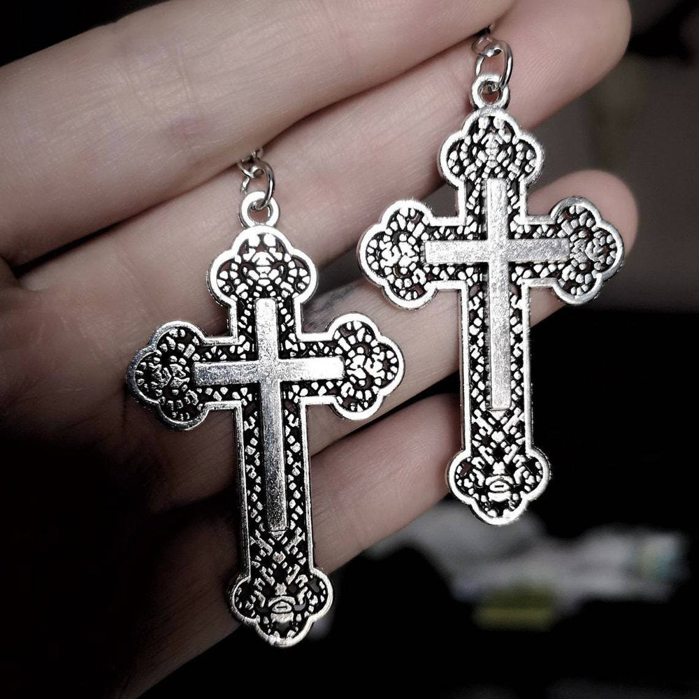 Christianartworkshop Vintage Filigree Cross Drop Earrings: Edgy Daily Jewelry - image 1