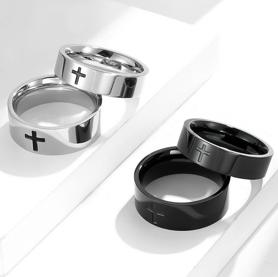 Christianartworkshop Two - Color Minimalist Cross Rings: Faith - Inspired Fashion - Silver - 6MM - US6 - image 0