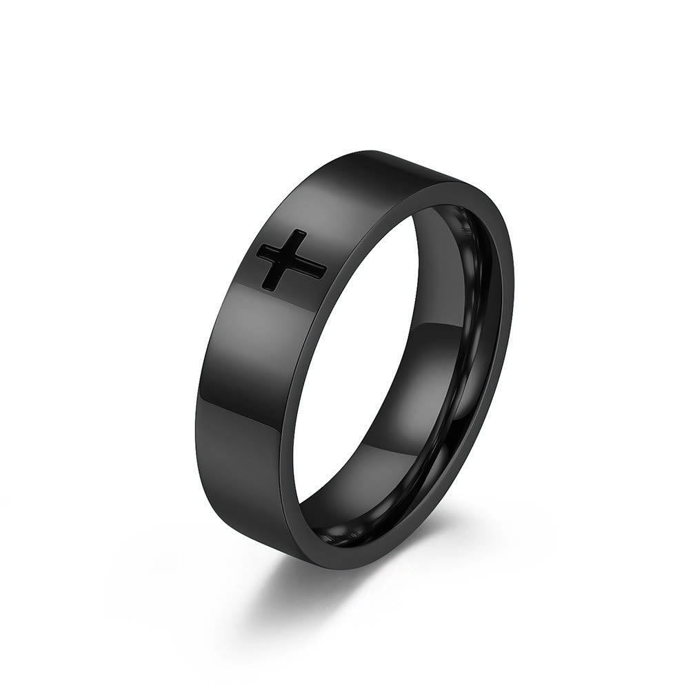 Christianartworkshop Two - Color Minimalist Cross Rings: Faith - Inspired Fashion - Black - 6MM - US12 - image 6
