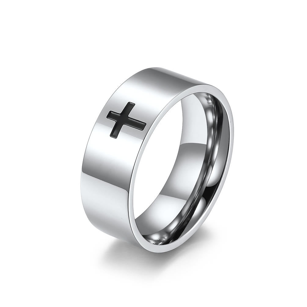 Christianartworkshop Two - Color Minimalist Cross Rings: Faith - Inspired Fashion - Silver - 8MM - US12 - image 3