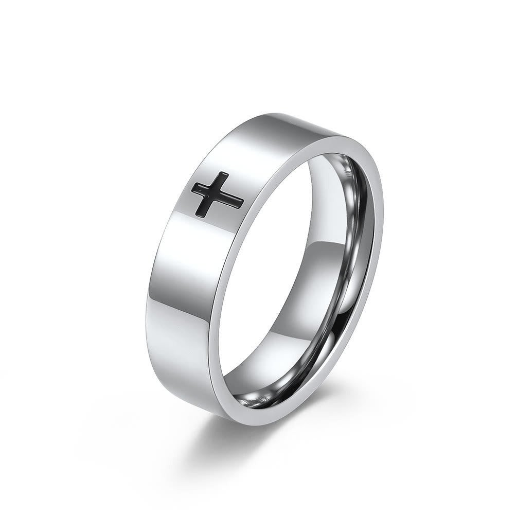 Christianartworkshop Two - Color Minimalist Cross Rings: Faith - Inspired Fashion - Silver - 6MM - US 12 - image 2