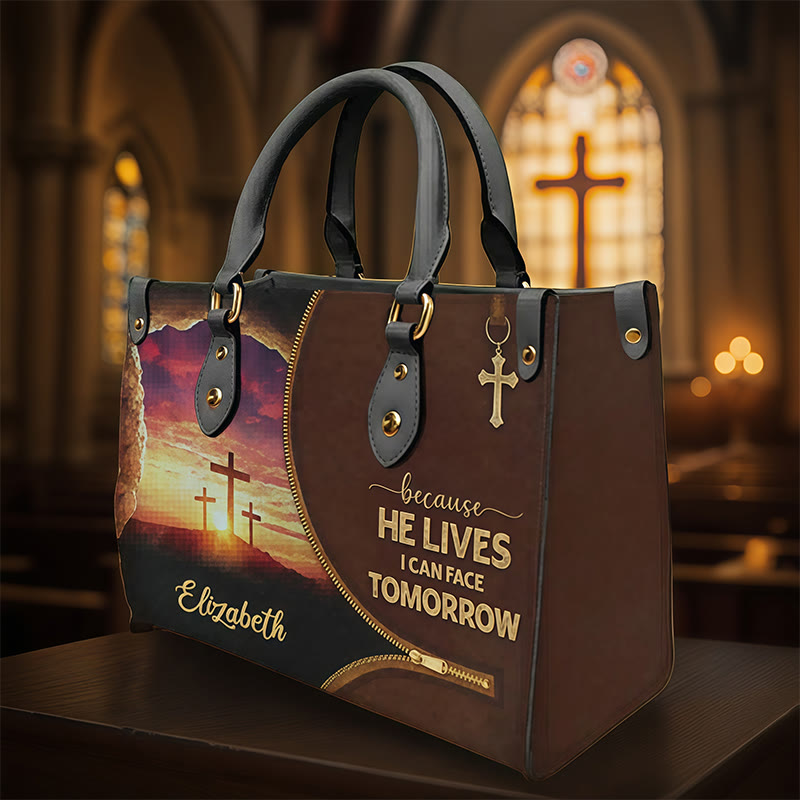Christianartworkshop Elegant Daily Reminder Personalized Leather Handbag: Faith to Face Tomorrow - XL - Regular (No Custom) - image 0