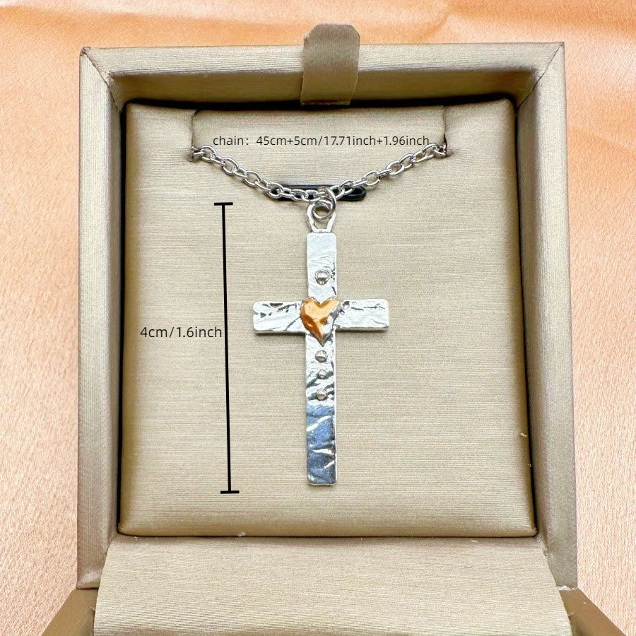 Christianartworkshop Dual - Tone Silver & Golden Cross Necklace: Faith and Love in Artistic Design - image 4