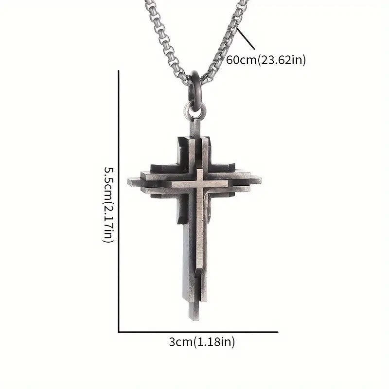 Christianartworkshop Structured Alloy Cross Necklace: Modern Layered Faith Jewelry - image 4