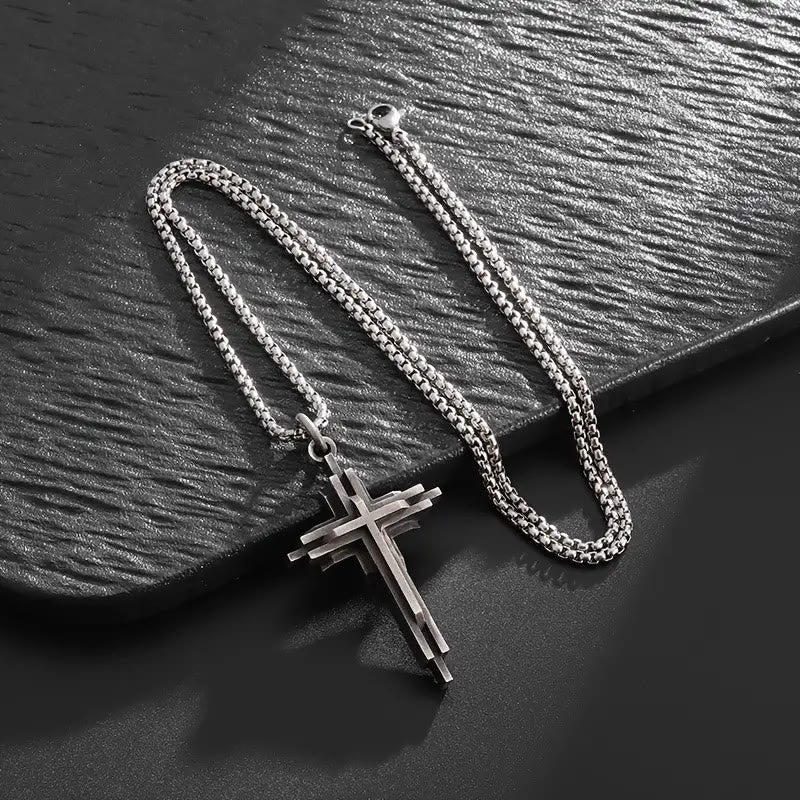 FREE Today: Structured Alloy Cross Necklace: Modern Layered Faith Jewelry - image 1