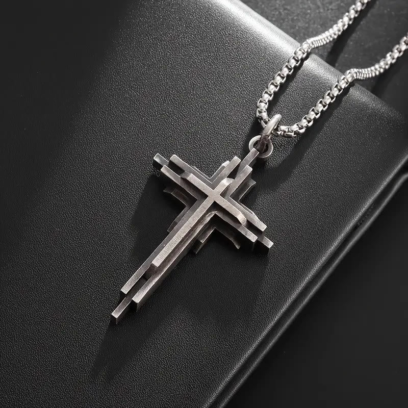 FREE Today: Structured Alloy Cross Necklace: Modern Layered Faith Jewelry - image 3