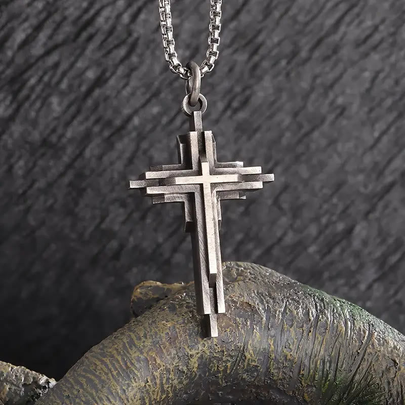Christianartworkshop Structured Alloy Cross Necklace: Modern Layered Faith Jewelry - Cross - image 0