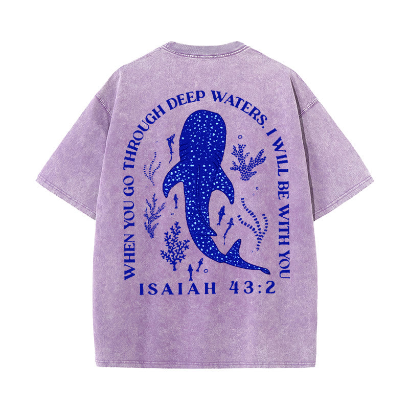 Christianartworkshop I Will Be With You Double Sided Washed Christian T-shirt - Purple - 5XL - image 14