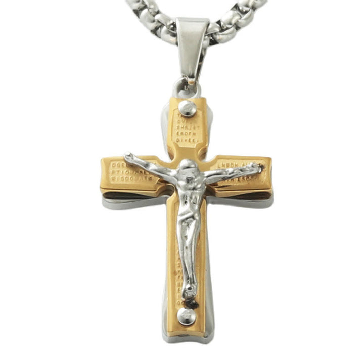 Christianartworkshop Dual - Tone Metal Crucifix Necklace with Jesus Figure: Faith & Art Fusion - image 2