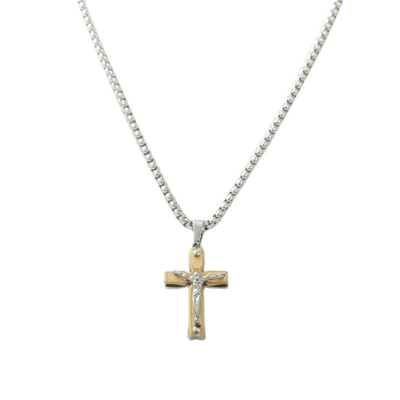 Christianartworkshop Dual - Tone Metal Crucifix Necklace with Jesus Figure: Faith & Art Fusion - image 3