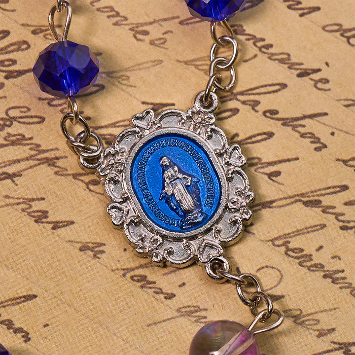 FREE Today: Mystical Purple and Blue Faceted Bead Prayer Rosary with Enamel Our Lady Medal - image 7
