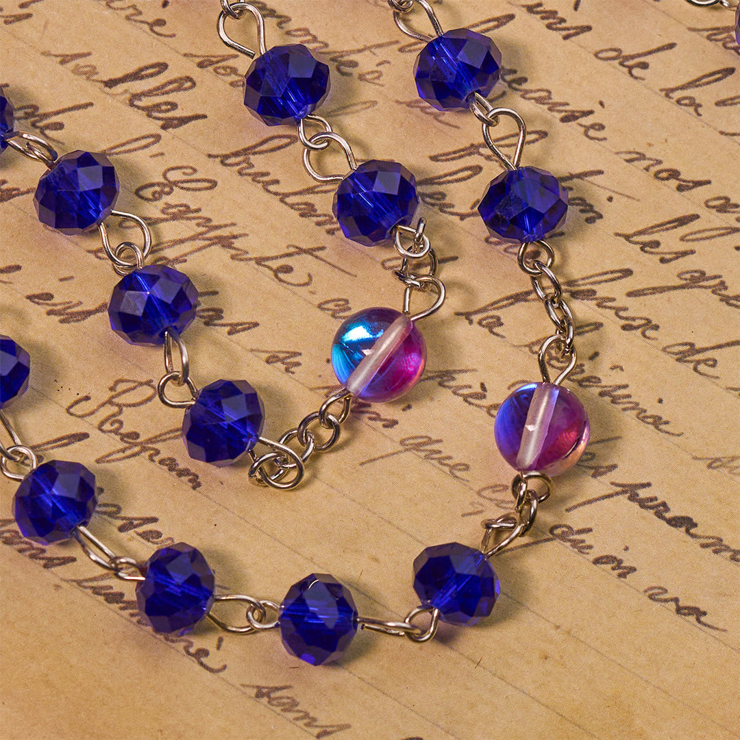 FREE Today: Mystical Purple and Blue Faceted Bead Prayer Rosary with Enamel Our Lady Medal - image 6