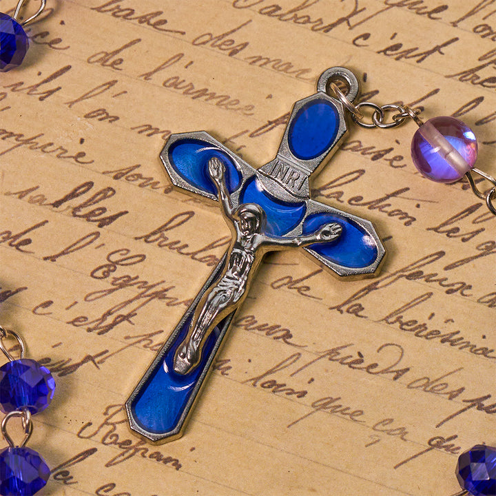 FREE Today: Mystical Purple and Blue Faceted Bead Prayer Rosary with Enamel Our Lady Medal - image 8