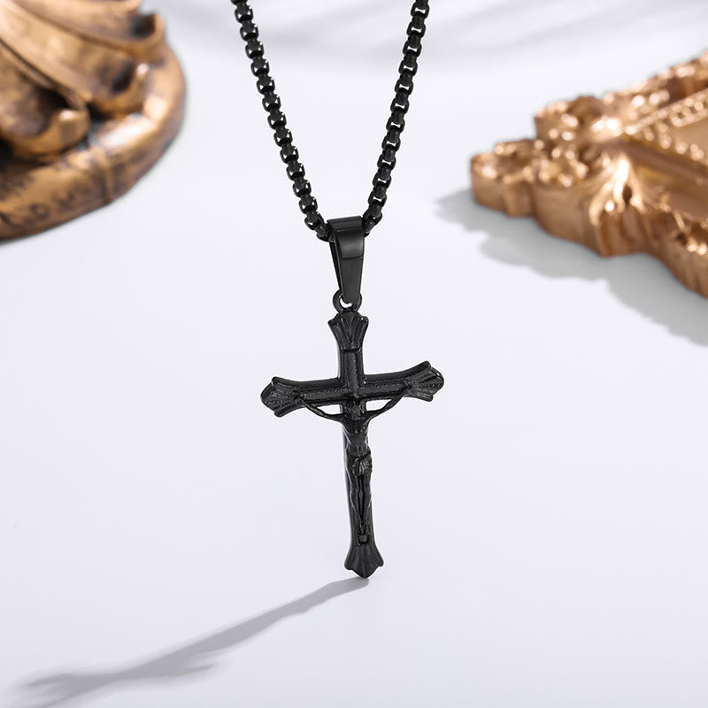 FREE Today: Tri - Color Jesus Crucifix Necklace: A Fusion of Faith and Stylish Hues - Black - image 6
