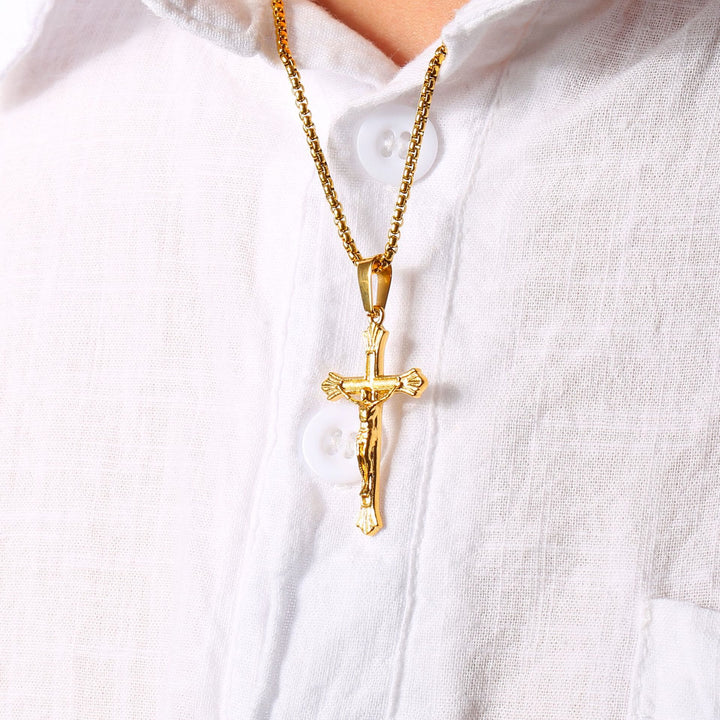 Christianartworkshop Tri - Color Jesus Crucifix Necklace: A Fusion of Faith and Stylish Hues - image 2